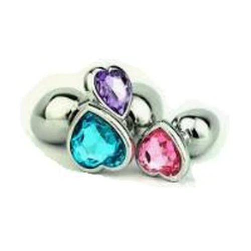Plug Acero Enjoyado Cristal Forma Plugs Plateados Corazon Anal 7cm Cristales Difer