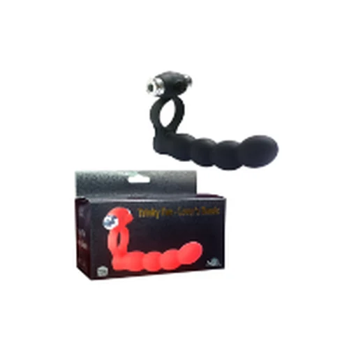 Anillo Vibrador Anal Beads Strap Negro Penetracion 12.5cm. Diámetro máximo de 2,6cm