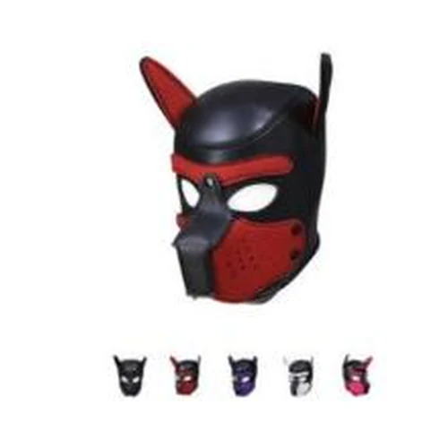 Mascara De Cuero Perro Puppy Rojo - Negro Cosplay Hood BDSM