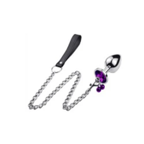 Plug Anal Con Cadena Cascabel Plateado Enjoyado Cristal 7 cm