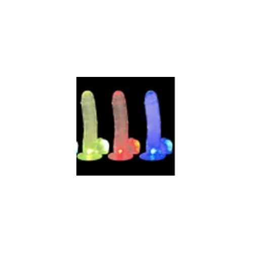 Dildo Luminoso Con LED Azul - Rojo Transparente Ventosa