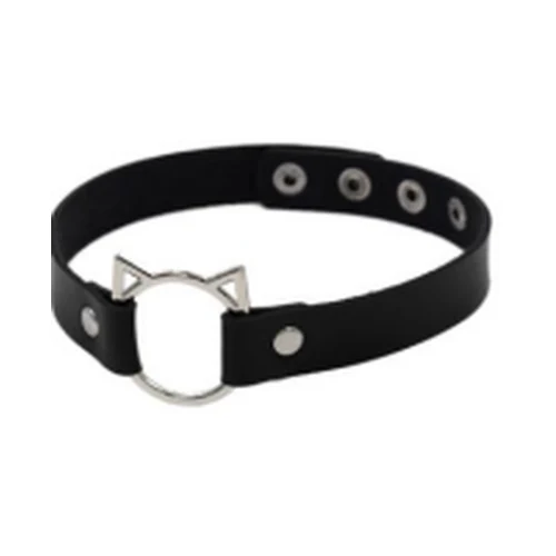 Gargantilla Collar Bondage Choker Negro Aro Gatito