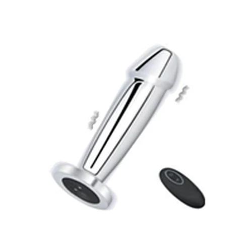 Plug Metálico Vibrador 10 Modos Plata USB Con Control Remoto