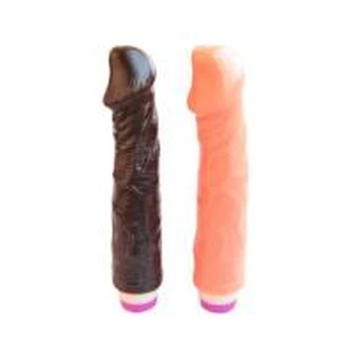 Vibrador Consolador Clítoris Motor Negro - Beig Pene Largo Fino