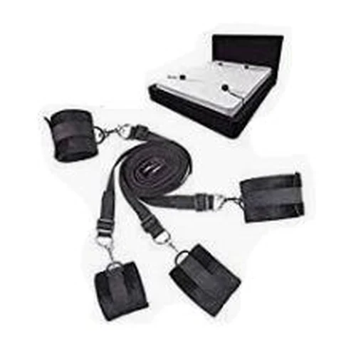 Set Bondage Restricción Grilletes Negro Cama Bdsm